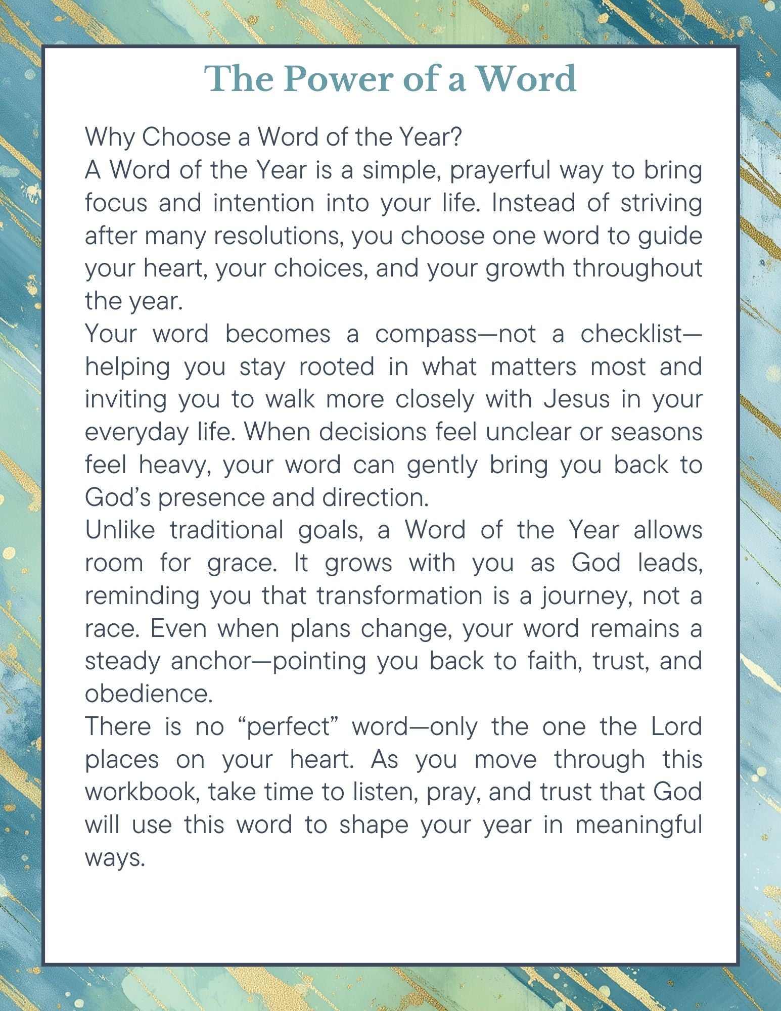 Word of the Year Reflection & Planning Workbook
