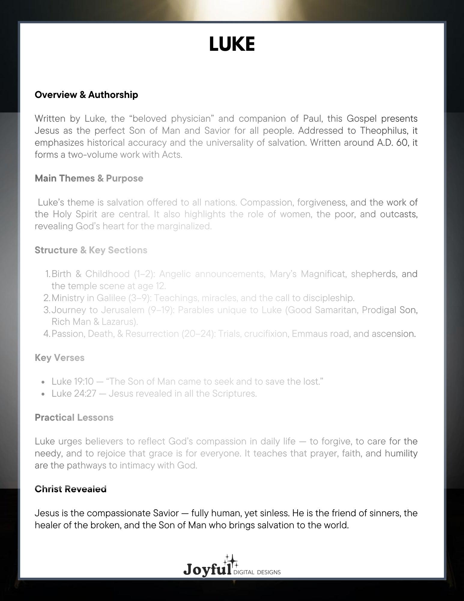 Life of Jesus: The Gospels & Acts – Printable Bible Study Workbook for Teens & Adults