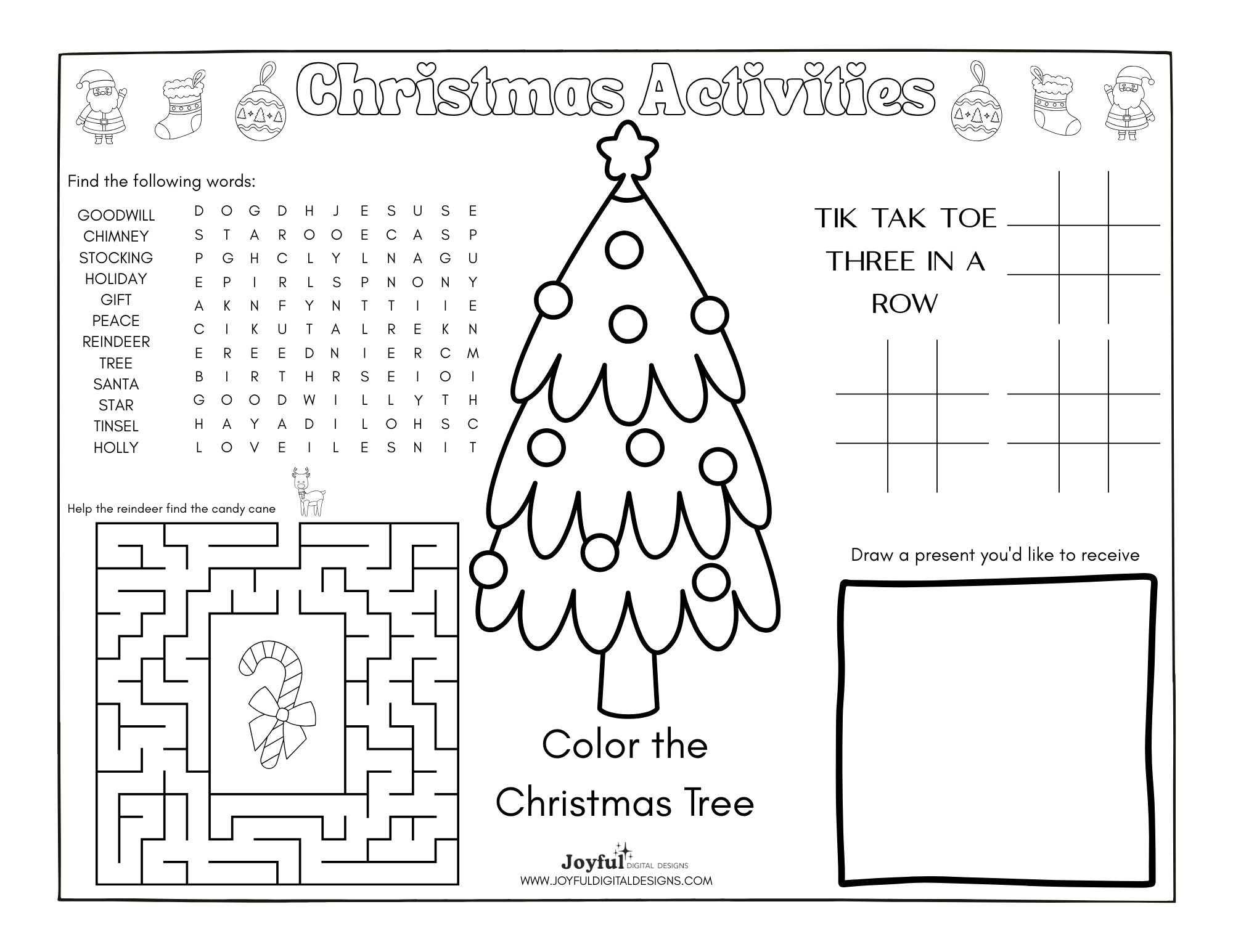 Christmas Activity Mat for Kids – Holiday Coloring & Play Mat